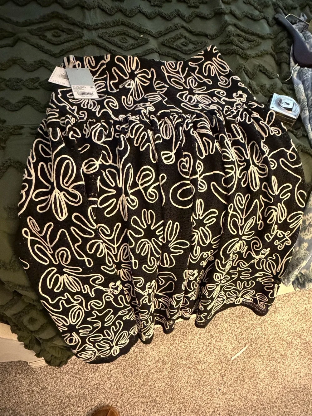 Natalie Simkins Black Ivory Embroidered Skirt